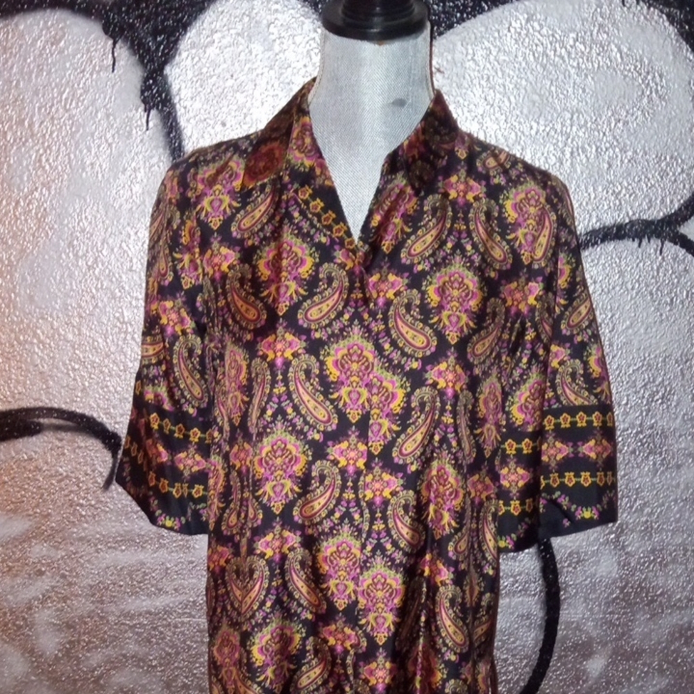 Kobi Halperin Black and Pink Paisley Button Down Shirt